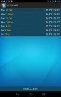 Aplikacja Weather@Home na Androida - wybór danych archiwalnych