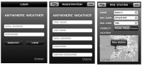 Aplikacja Anywhere Weather - rejestracja