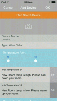 Aplikacja Weather+ - ustawianie alertu temperatury