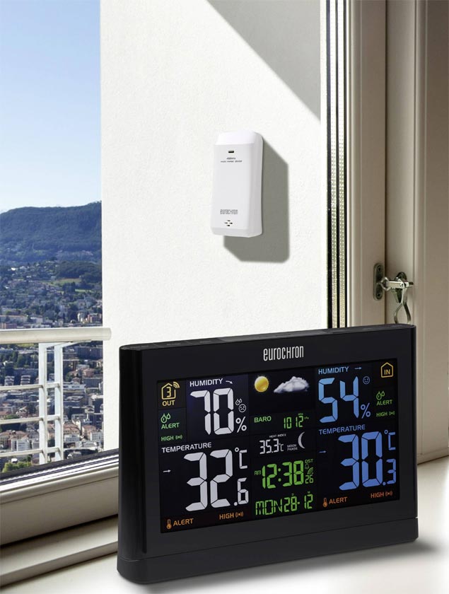 Stacja pogodowa EUROCHRON EFWS-Color - widok w oknie