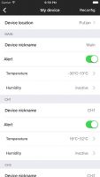 Aplikacja WeatherSense - ekran ustawie