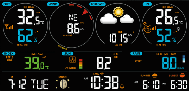 Ekran wyświetlacza stacji pogodowych typu C6079A